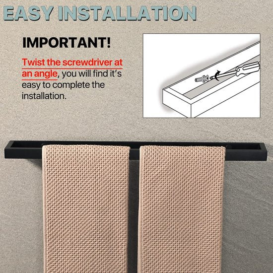 Handdoekenrek Zwart Handdoekrek Gastenhanddoekrek Wandgemonteerd roestvrijstalen badhanddoekrek voor badkamer en keuken 50CM