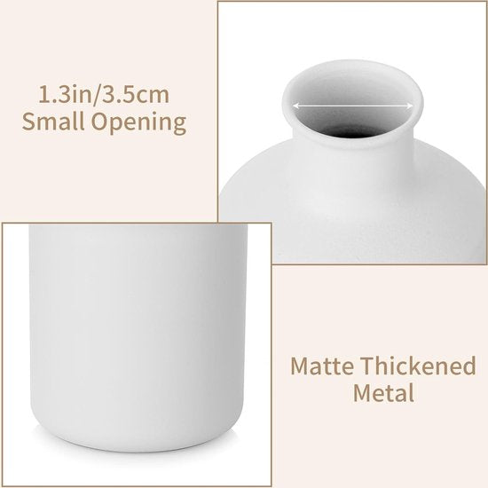 Mini Witte Bloemenvaas - Kleine Bud Vaasjes voor Gedroogde Kunstbloemen 3 stuks Leuke Scandinavische Vaasjes voor Woonkamer Minimalistisch Klein Vaasje voor Bruiloft Kerstmis Verjaardag Tafelstuk Decoratie