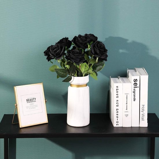 10 STUKS Rose Kunstzijde Bloemen Boeket Thuiskantoor Bruiloft Arrangementen (Zwart)