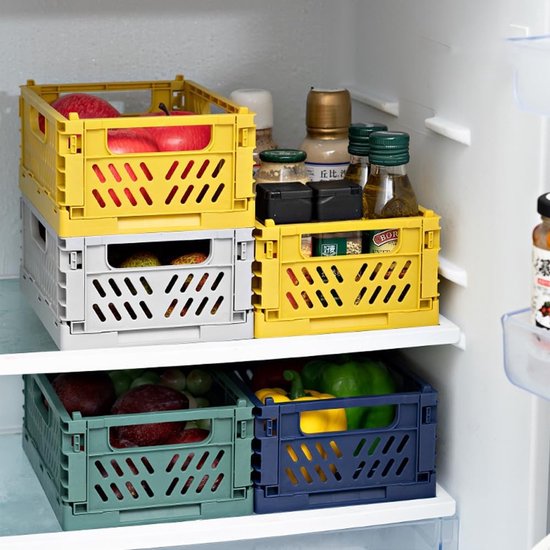 Klapdoos, 6 stuks klapkisten, opbergmanden, draagbare opbergdozen, kleurrijke opbergdoos, geschikt voor keuken, badkamer, kantoor, slaapkamer, klaslokaal (15 x 10 x 5,8 cm)