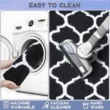 Badkamertapijten, 3-delige set, antislip, wasbaar, , zacht, absorberend, badmatset met wc-dekselafdekking, 60 x 90 cm + 50 x 50 cm + 38 x 42 cm (zwart)