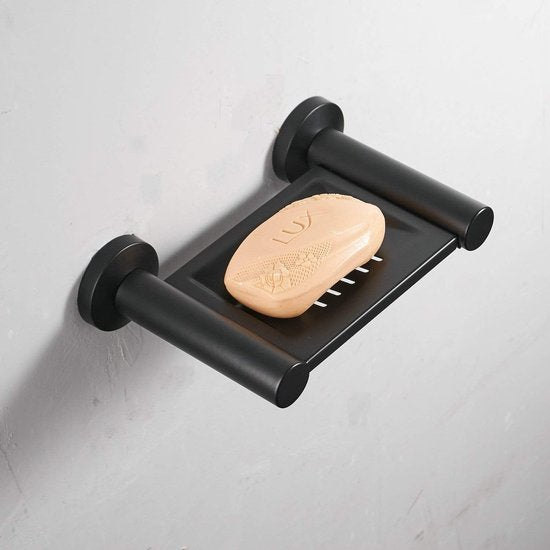 Zeepbakje Wandgemonteerde roestvrijstalen muur Badkamer Keuken Zwart Zeepbakje RVS Badkamer Muurhouder Mand Plank 12,4 cm