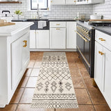 Lopertapijt 60 x 210 cm antislip lang keukentapijt wasbaar vloerkleed runner zacht microvezel geometrisch vloerkleed hardlooptapijt (beige)