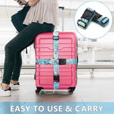 2 stuks kofferriem, kofferband, verstelbare, gepersonaliseerde bagageriem met afsluitbare gesp voor koffer, riem, reistas (blauwe bloem)