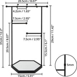 Zwarte sieradenorganizer, sieradenstandaard met zeskantige sokkel, 3-traps metalen sieradenorganizer met spiegelbasis, voor het opbergen van cosmetica, oorbellen, armbanden, ringen en