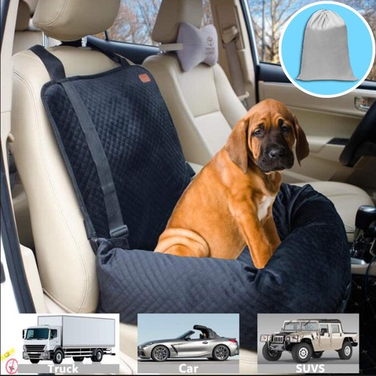 Pet Car Carrier voor kleine, middelgrote, grote honden/katten, puppy's met antislipbodem en wasbare hoes, zwart