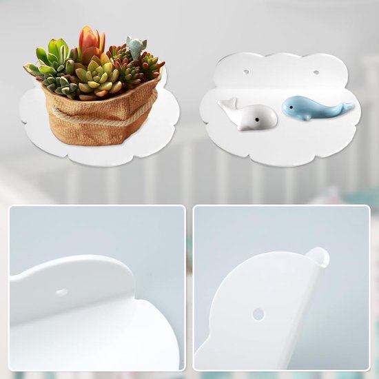 4 stuks mini zelfklevend zwevende plank zonder boren acryl plank zonder boren mini zwevende plank wit voor slaapkamer, woonkamer, keuken, badkamer