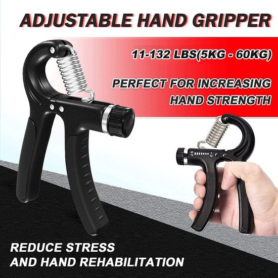 Handtrainer, vingertrainer, set van 5, onderarm-handtrainer, vingeroefening, verstelbare grijper voor het herstel van blessures en spieropbouw