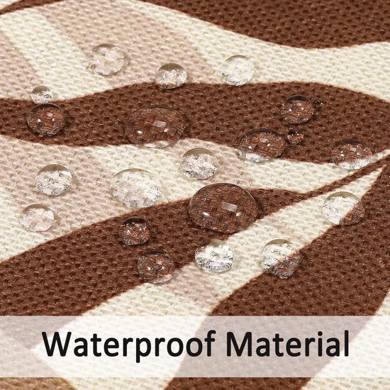 Bruine kussensloop, voor buiten, waterdicht, bankkussen, waterdicht, sierkussen, kussenslopen, bruin-grijze bladeren, decoratief kussen van vlas, voor tuin, bank, woonkamer, set van 2, 50 x 50 cm, kussensloop