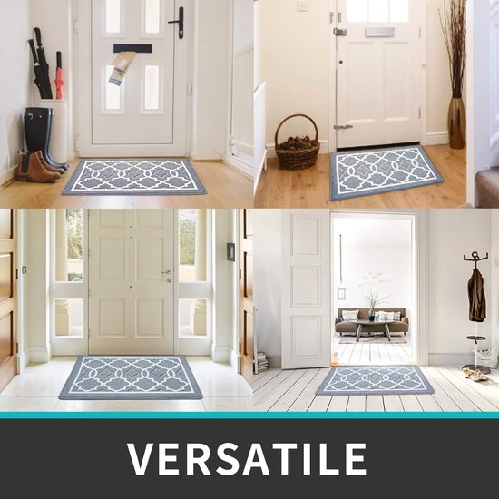 Deurmat binnen 50 x 80 cm, wasbaar, vuilvangmat, antislip, voetmat, binnen, waterabsorberende voetmatten, huisdeur, deurmat, deurmat, lichtgrijs