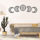 Zelfklevende maanwanddecoratie, 5 stuks houten maan wandtattooset met hol design in Scandinavische stijl, kunst wandbehang muursticker voor woonkamer slaapkamer, zwart.