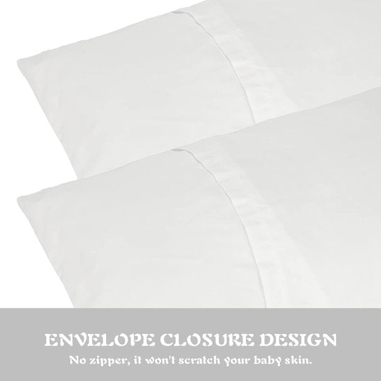 2-pack baby-kinderkussenslopen Peuterkussensloop Reiskussensloop Zacht Ademend Envelopstijl voor jongens Meisjes Beddengoed 49x36cm Machinewasbaar (wit)
