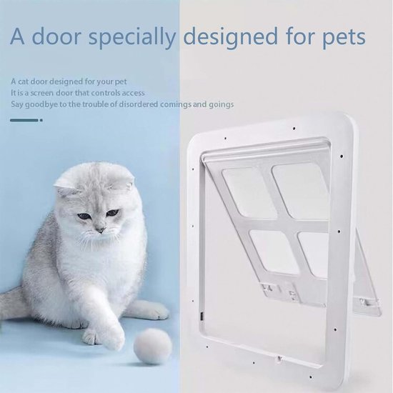 Kattenluik, hondenluik, kattenluik voor insectenbescherming, muggenbeschermingsaccessoires voor katten, kattenluik, binnendeur, vliegenhor, kattenluik voor puppy's en kleine katten (wit)