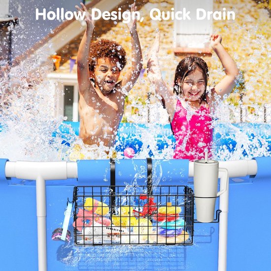 Zwembadopbergmand, 2 stuks frame, zwembadkoord met bekerhouder, opvouwbare tuinzwembad, organizer, opbergdoos, zwembad, zijmand voor bovengronds zwembad, kinderzwembad, zwembadaccessoires,