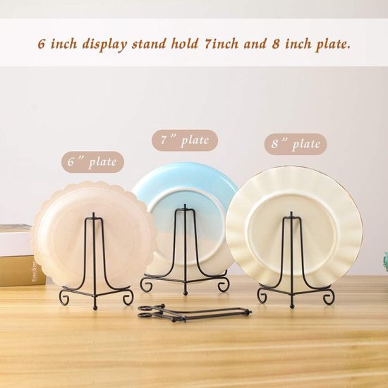 Set van 4 zwarte metalen plaatstandaard plaathouder ijzeren schildersezel displaystandaard voor komplaat kunst fotolijst 6 inch