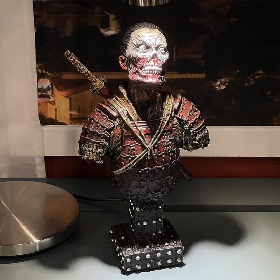 Hars Undead Japanse Samurai Zombie Buste Standbeeld Sculptuur Ornament Figuur Craft voor Thuis Woonkamer Veranda Decoratie Bureau T Gift