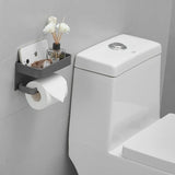 Badkamerrolhouder met plank Zwarte afwerking Hoekopslag Zelfklevende houder voor kleine gadgets Aluminium