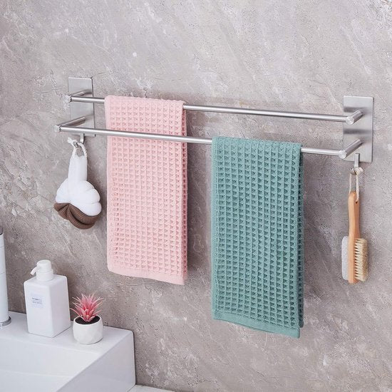 Towel Rail Bathroom Towel Rail No Drilling Two Arms Towel