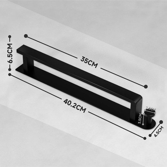 Handdoekhouder zonder boren met handdoekhaak, mat zwart, zelfklevende handdoekhouder, 40 cm, badkamerdecoratie, accessoires, gastendoekhouder, handdoekhouder voor badkamer