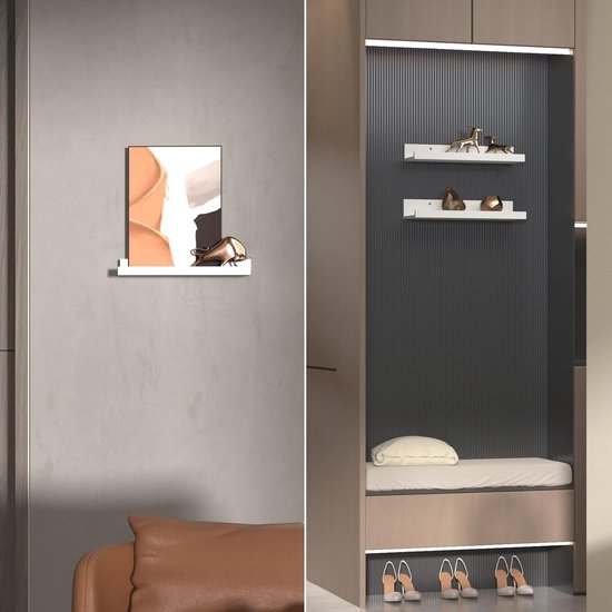 40 cm lang wandrek, wit, zwevend rek, fotolijst voor woonkamer, keuken, kinderkamer, werkkamer of slaapkamer, 3 stuks met verschillende maten
