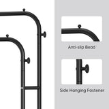 Kledingrek met 2 kledingstangen, multifunctionele kapstok van metaal met 1 plank en 4 haken, voor kleding, tassen en schoenen