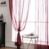 Voile gordijn transparant gordijn van voile eenkleurig stangdoorgang transparant woonkamer luchtig deco-gordijn voor slaapkamer set van 2 280 x 140 cm (h x b), Rod Pocket rood