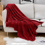 Cuddly Fleece Blanket, Flannel Blanket, Plain Blankets, Couch Blanket, Fluffy Throw, Microfibre Bedspread, Sofa Blanket for Bed, Sofa, Bedroom, Office, 65 x 82 Inches, 170 x 210 cm, Wine Red