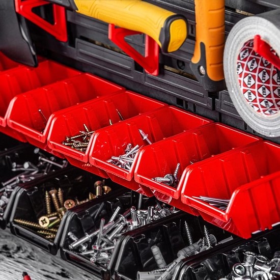 Werkplaatsstapelkist, stapelbox van PP-kunststof - opbergbox in verschillende maten, opbergdozen voor gereedschapswand, opbergdoos, sorteerbox - Rood 10 stuks, 195 x 120 mm