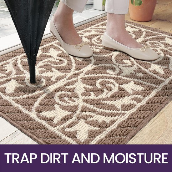 Indoor Doormat, 80 x 120 cm, Dirt Trapper Mat, Non-Slip, Washable Entrance Rug, Door Mat, Foot Mats Front Door for Entrance, Hallway, Garden, Indoor, Pet (Brown)