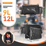 Fietsdragertas Transporttas achter Bagagetas Waterdicht Zwart Opvouwbaar Zijvakken 9-12 L met regenhoes