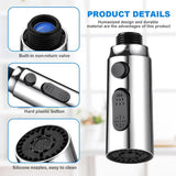Tap Aerator, 3 Modes Kitchen Bathroom Tap Bubbler Filter with 2 (M22 and F24) Adapters, 360 Degree Swivel Multifunctional Water Saving for Kitchen/Bathroom Tap (Silver)