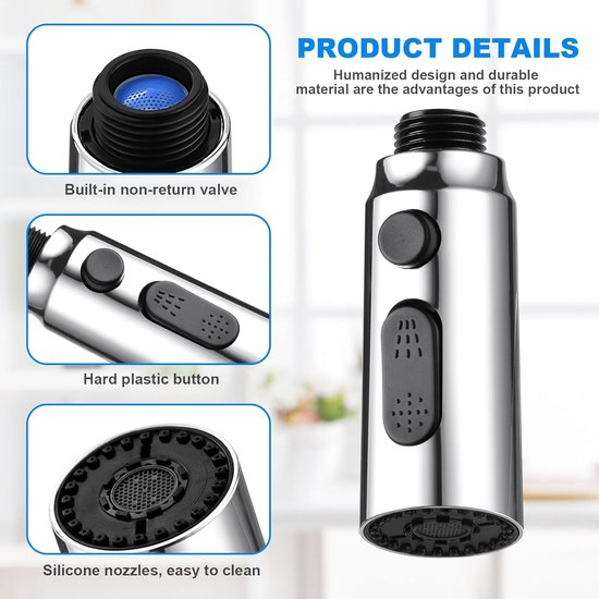 Tap Aerator, 3 Modes Kitchen Bathroom Tap Bubbler Filter with 2 (M22 and F24) Adapters, 360 Degree Swivel Multifunctional Water Saving for Kitchen/Bathroom Tap (Silver)
