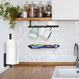 Keukenrolhouder zonder boren, zelfklevende keukenrolhouder, papierrolhouder, roestvrij staal, onderkast, papieren handdoekhouder met lijm en schroeven, voor keuken en badkamer