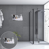 2 stuks badkamerrekken doucherek zonder boren wandrek badkamer zelfklevende doucheplank plastic douchemanden met 4 haken badkamerrekken badplank zonder boren plank voor badkamer