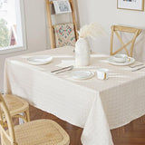 linnen tafelkleed Boho geruit opengewerkt tafelkleed moderne decoratie voor bruiloft 1 stuk tafelkleed beige verjaardag linnenlook tafellinnen keuken 130 x 240 cm