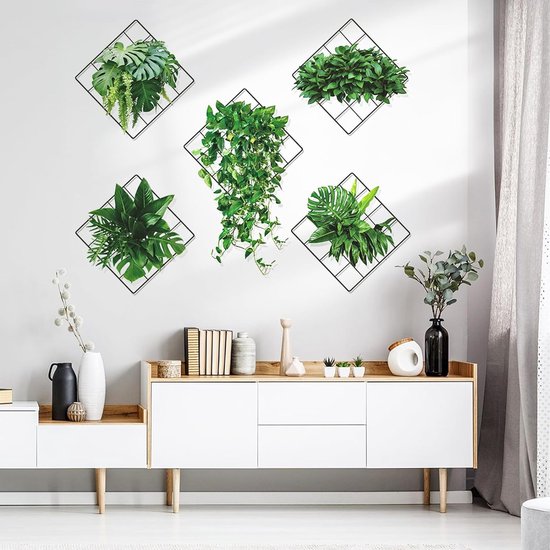 3D groene planten muurstickers, muurtattoo planten groen, muurstickers groene klimop bladeren muursticker, 3D muurstickers planten voor keuken, slaapkamer, woonkamer
