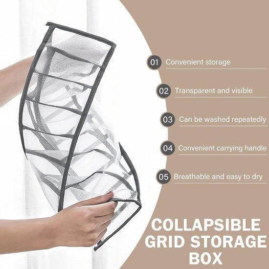 7 kledingkast opbergsysteem met ladeboxen en handgrepen, ideaal voor het opbergen van ondergoed, sokken, leggings, rokken en T-shirts.