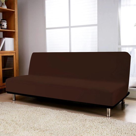 Bankhoes aan de armleuningen, 3-zits, elastisch, anderzijds wasbaar, bankovertrek, schoenen voor Clic Clac, aan de armleuningen, donkerbruin