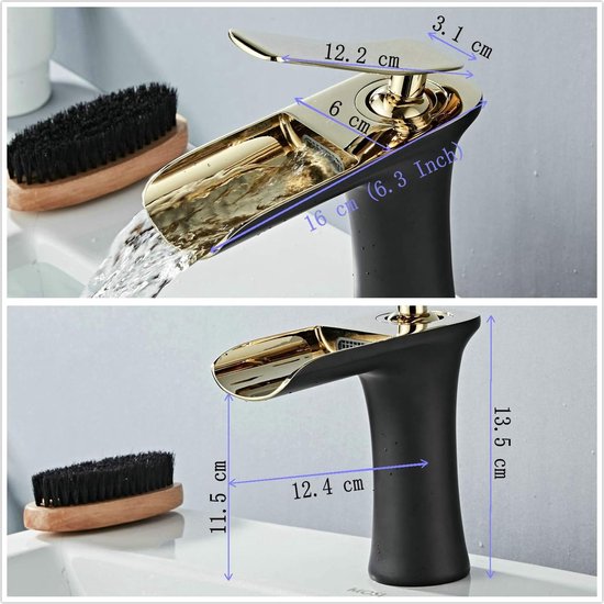 Badkamer Wastafel Kraan Waterval Eengreeps Messing Zwart/Goud Chroom Mount Toilet Luxe Warm en Koud Leekayer