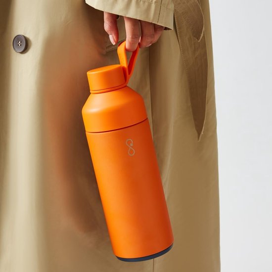 Reusable Water Bottle Made of Recycled Stainless Steel - Environmentally Friendly & Reusable - Sun Orange - 1L