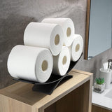 Toiletrolhouder, zwart, roestvrijstalen toiletrolhouder, staand, toiletrolhouder, toiletrolhouder voor 6 papierrollen