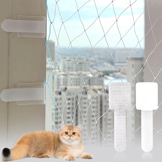 Outdoor zelfklevende haken, 50 stuks, geschikt voor kattennet balkon, kattennet voor balkon, zonder boren, kattennet zonder boren, kattenbeschermingsnet (zonder kattennet)