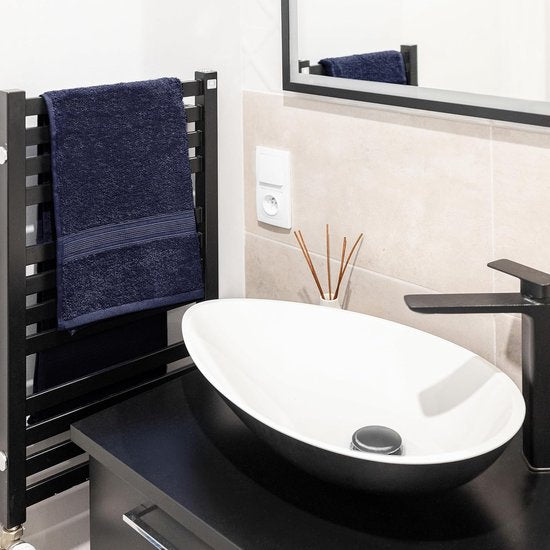 Set van 4 handdoeken 50 x 100 cm, badstof handdoeken, 100% katoen, marineblauw Vertaling: Set van 4 handdoeken 50 x 100 cm, badstof handdoeken, 100% katoen, marineblauw