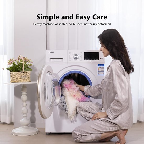 Superzachte kussensloop, 50 x 50 cm, decoratief dubbelzijdig pluche knuffelkussen, wollige, behaaglijke kussenslopen, knuffelkussen, kunstbont kussens, bankkussens voor bank.