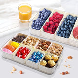 Snackdoos met compartimenten, 2 stuks snackbewaardoos, fruit- en groentebak met 8+4 compartimenten, voedselopslagcontainer voor koelkast en voorraadkast voor snacks, fruit en kruiden.