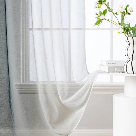 Gordijnen, gordijnen voor woonkamer, slaapkamer, set van 2, modern, tweekleurig, 140 x 175 cm