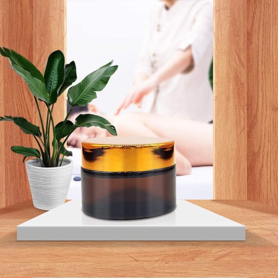 CrÃ¨mecontainer, 30 ml amberkleurige glazen fles, lege hervulbare container, bruine glazen container met deksel voor cosmetica, crÃ¨mes, lotions, etherische oliÃ«n (6 stuks)