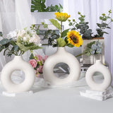3 stuks keramische donutvaas handgemaakte ronde bloemenvazen decoratieve vazenset moderne decoratie voor pampasgras