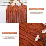 Tafellopers van terracotta, rustieke tafelloper van gaas, 55 x 180 cm, kaasdoek, boho-tafelloper, bruiloft, tafelkleed voor bruiloftsfeest, bruidsfeest, tafeldecorati