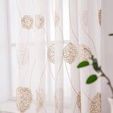 Pure voile bloemenborduurgordijnen met oogjes, transparant gordijn, 2 stuks, ooggordijn, gaas, paar sjaals, raamgordijn voor woonkamer, slaapkamer, set van 2
